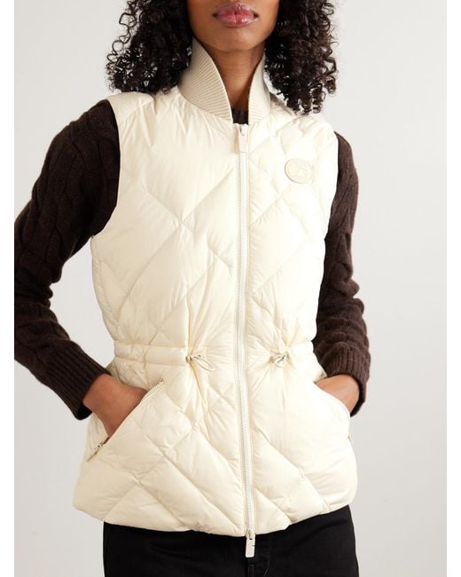 Burberry Natural Appliquéd Leather-Trimmed Padded Quilted Shell Down Vest