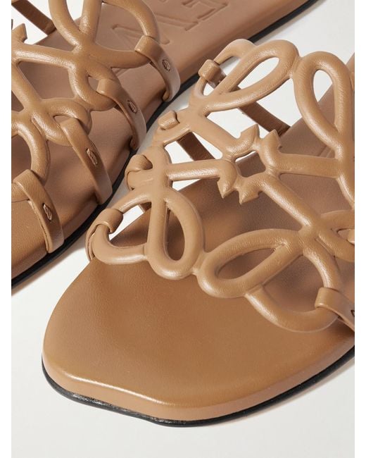 Loewe White Petal Anagram Leather Slides