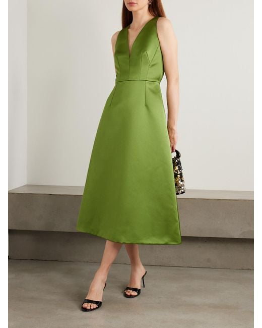 Emilia Wickstead Green Adonica Cutout Duchesse-Satin Maxi Dress
