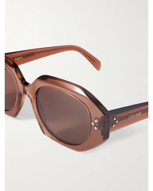 Céline Brown Hexagon-Frame Acetate Sunglasses
