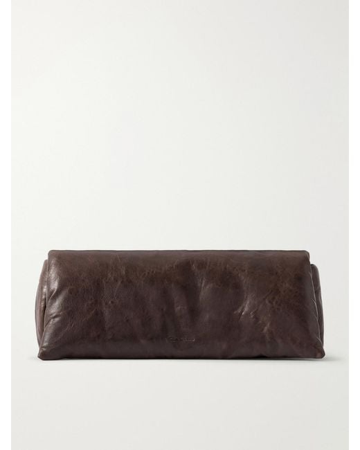 Rick Owens Brown Crinkled-Leather Clutch