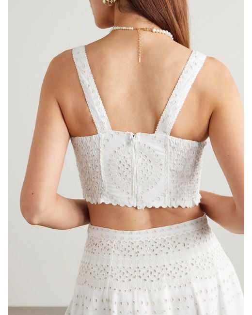 Haut Façon Corset En Coton Mélangé À Broderie Anglaise Goldie Charo Ruiz en coloris White