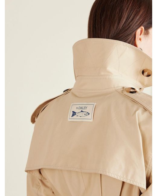 S.S.Daley Natural Evelyn Leather-Trimmed Cotton-Blend Gabardine Jacket