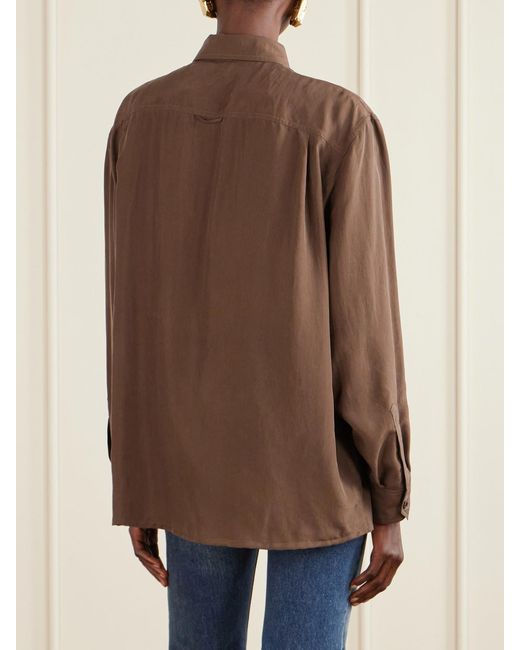 Saint Laurent Brown Silk Habotai Shirt