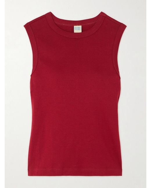 Flore Flore Red Esmé Ribbed Organic Cotton-Jersey Tank