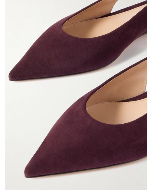 Gianvito Rossi Brown Robbie Flache Slingback-Schuhe Aus Veloursleder Mit Schnallen