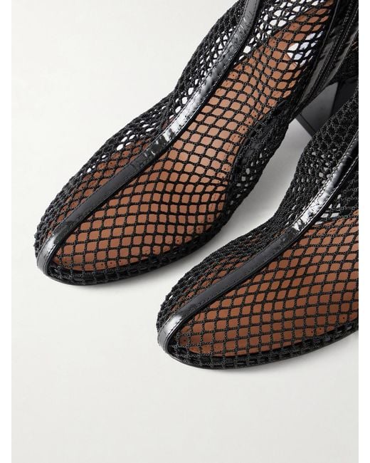 Alaïa Black Fishnet 55 Leather Ankle Boots