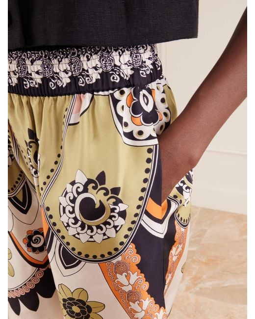 LaDoubleJ Green Palazzo Printed Silk-Twill Shorts