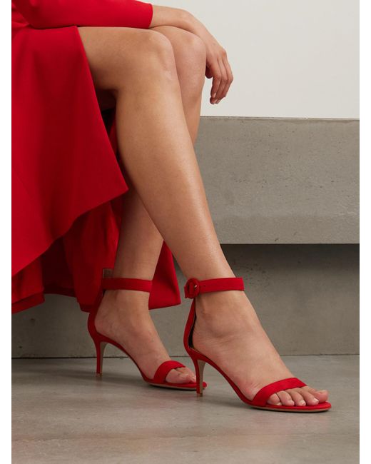 Gianvito Rossi Red Portofino 70 Suede Sandals