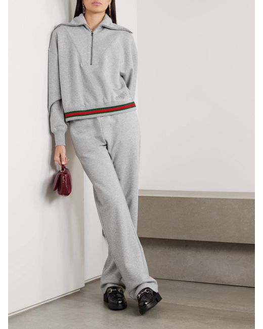 Gucci Gray Jogginghose Aus Baumwoll-Jersey Mit Streifen Und Applikation