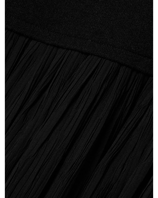 Proenza Schouler Black Cora One-Shoulder Stretch-Knit And Pleated Crepon Maxi Dress