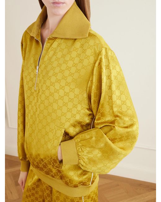 Gucci Yellow Satin-Jacquard Track Jacket