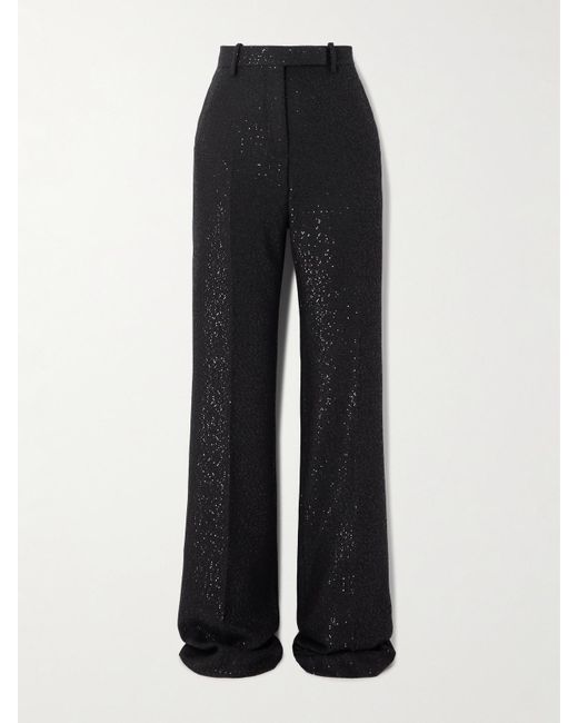 Tom Ford Black Sequin-Embellished Wool-Blend Twill Straight-Leg Pants