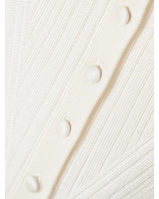 Adam Lippes White Glynis Cropped Ribbed Silk Cardigan