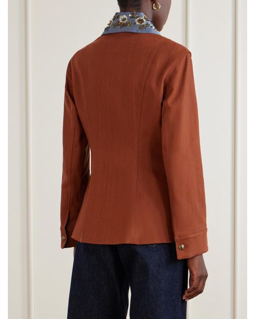 Veronica Beard Brown Laramie Dickey Sequin And Bead-Embellished Twill Jacket