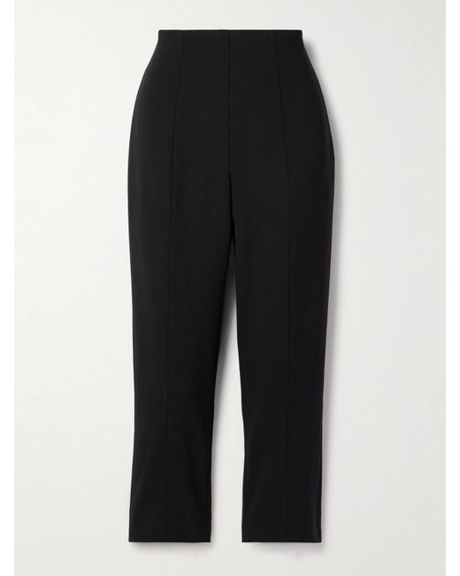 Carolina Herrera Black Cropped Wool-Blend Crepe Skinny Pants