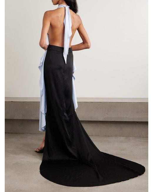 Robe Longue Dos Nu En Crêpe Satiné Et En Cady À Drapés Victoria Beckham en coloris White