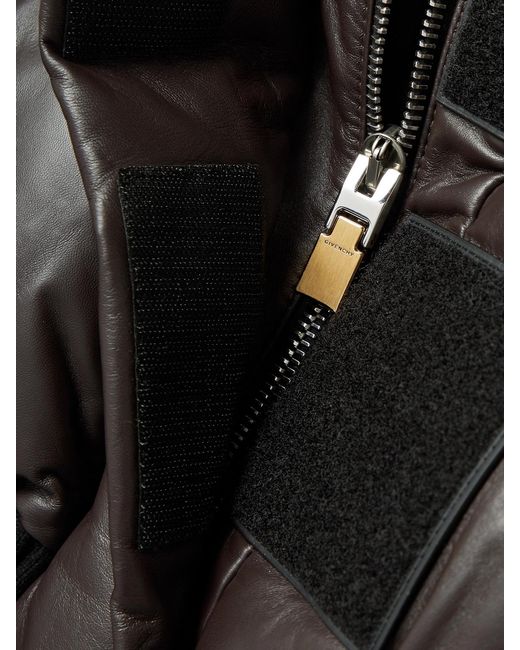 Givenchy Black Cropped Wool-Blend Trimmed Quilted Down Leather Jacket