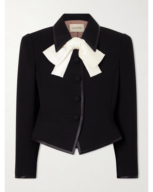 Valentino Garavani Black Bow-Embellished Wool Jacket