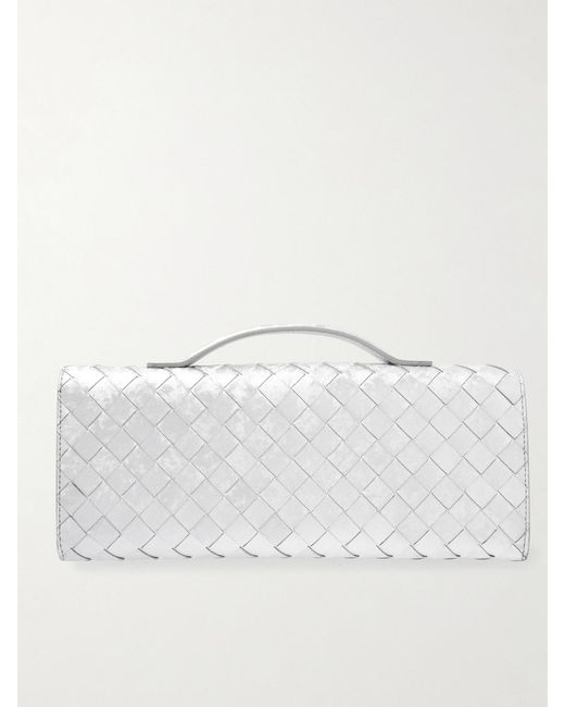 Bottega Veneta Andiamo Long Intrecciato Metallic Leather Clutch
