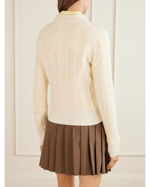 Polo Ralph Lauren Natural Cable-Knit Wool And Cashmere-Blend Polo Sweater