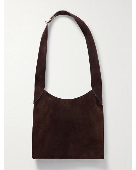 Gabriela Hearst White Kleine Schultertasche Aus Veloursleder