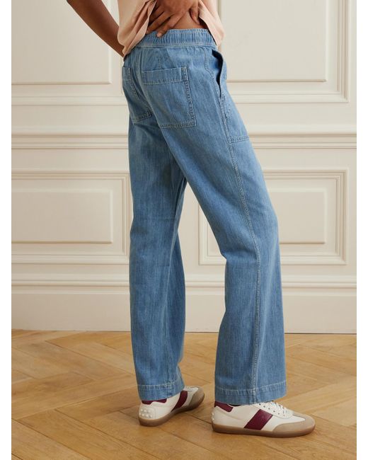 James Perse Blue Cotton-Chambray Wide-Leg Pants