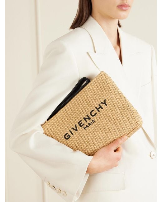 Givenchy Natural Logo Raffia Clutch