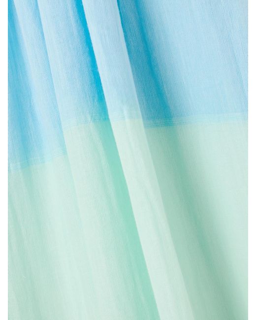 Lemlem Blue Eda Striped Cotton-Gauze Midi Dress