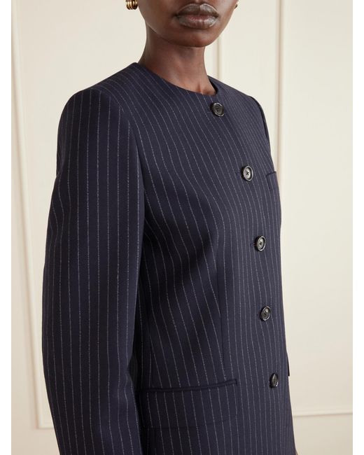 Nili Lotan Blue Gertrude Pinstripe Wool-Twill Jacket