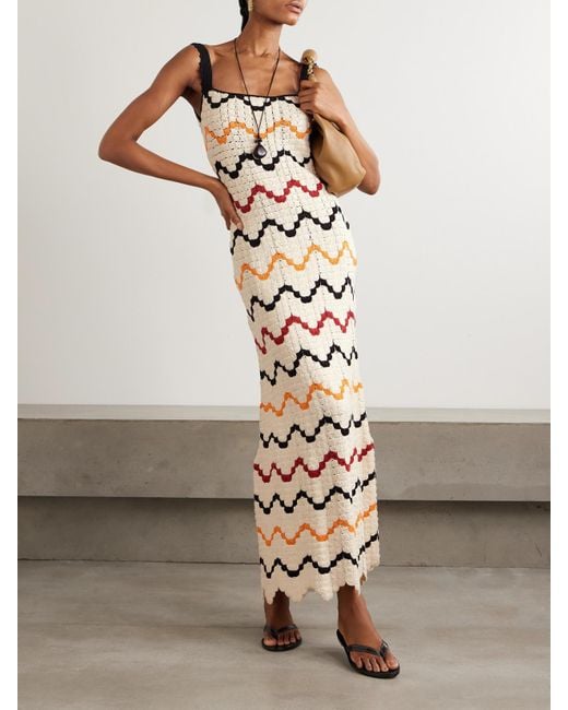 Escvdo White Marea Crocheted Cotton Maxi Dress