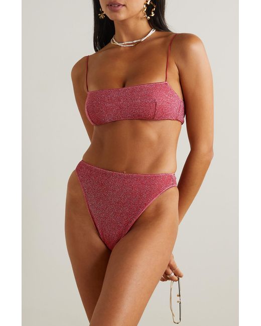 Oséree Lumière 90s Metallic Bikini in Pink | Lyst