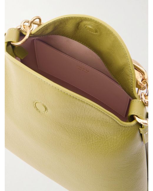 Erdem Green Bloom Large Embellished Textured-Leather Shoulder Bag