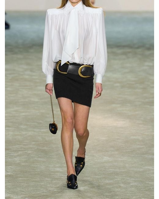 Chloé Black Wool-Blend Jacquard Mini Skirt