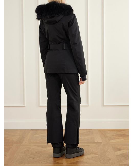 Moncler Black Loira Shearling-Trimmed Stretch-Shell Ski Jacket