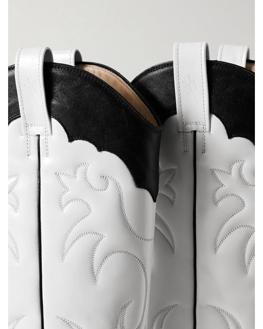 Gabriela Hearst White Capitana Two-Tone Glossed And Smooth-Leather Knee Boots