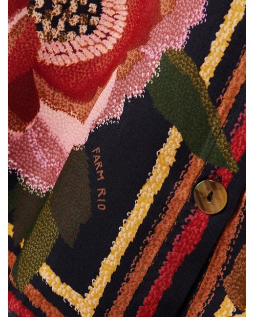 Farm Rio Red Hemd Aus Satin Mit Blumenprint