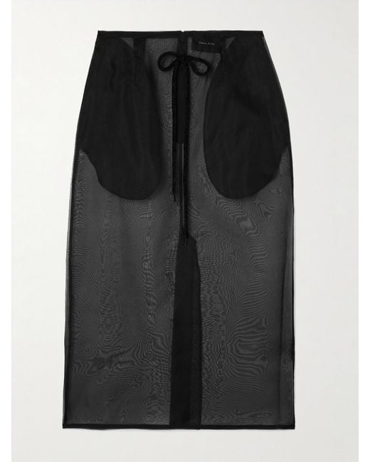 Simone Rocha Black Bow-Detailed Silk-Organza Midi Skirt