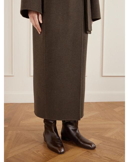 Khaite Brown Colt Leather Knee Boots