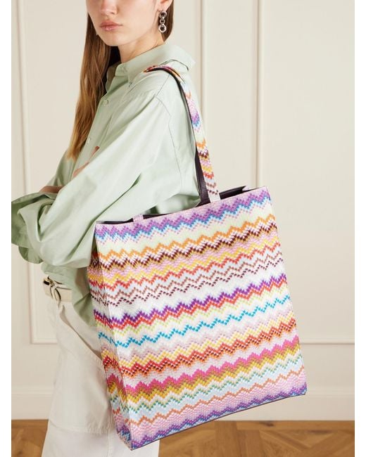 Missoni White Striped Lurex Tote