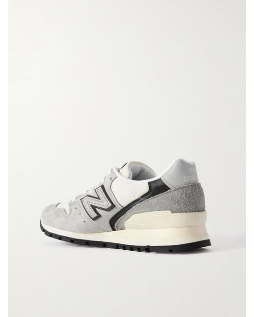 New Balance Gray U996 Mesh And Leather-Trimmed Suede Sneakers