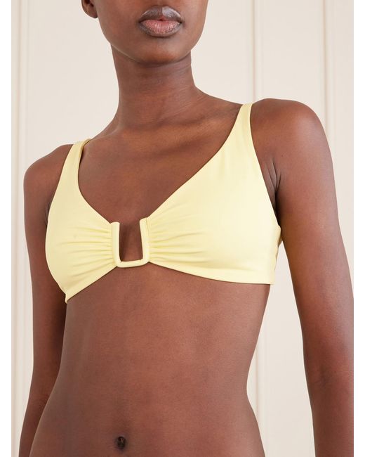 Away That Day Metallic Palma Gathered Bikini Top