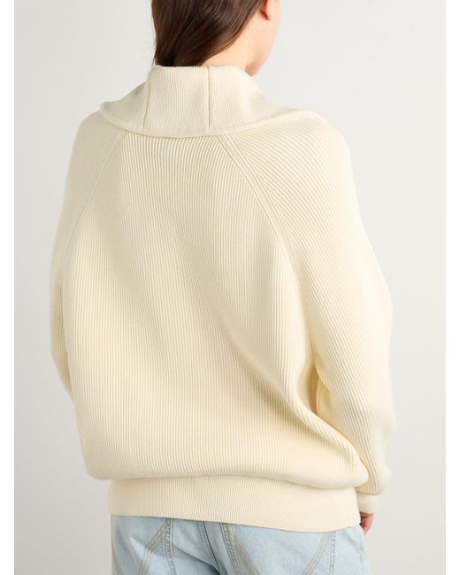 Bottega Veneta Natural Ribbed Cotton Cardigan