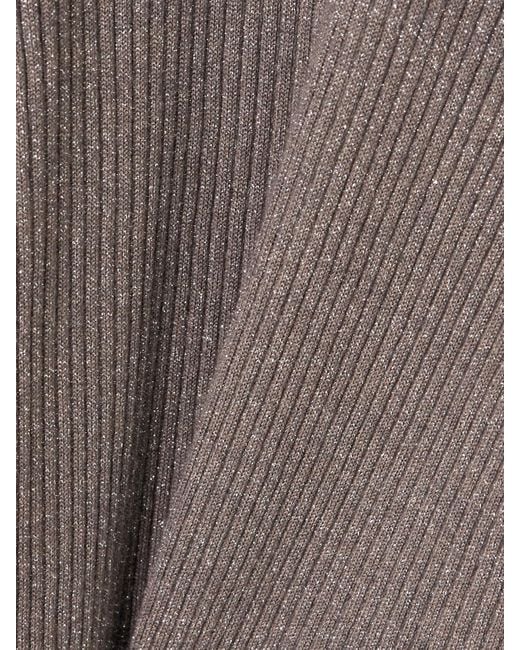 Brunello Cucinelli Brown Ribbed Metallic Cashmere And Silk-Blend Top