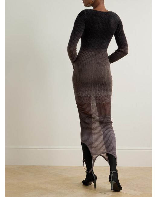 The Attico Brown Convertible Ribbed-Knit Midi Dress