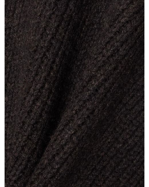 LeKasha Black Torsby Ribbed Organic Cashmere Cardigan
