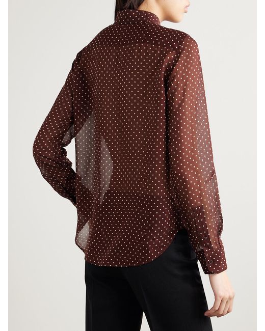 Nili Lotan Red Gaia Polka-Dot Silk Crepe De Chine Shirt