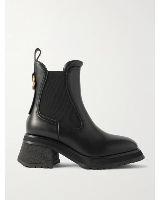 Moncler Black Gigi Chelsea Boots Aus Leder Mit Verzierung