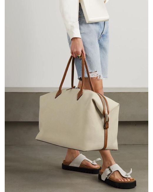 Metier Natural Vérité Weekend Leather-Trimmed Linen-Canvas Tote