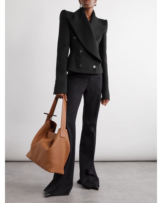 Alexander McQueen Black Double-Breasted Wool And Cashmere-Blend Blazer